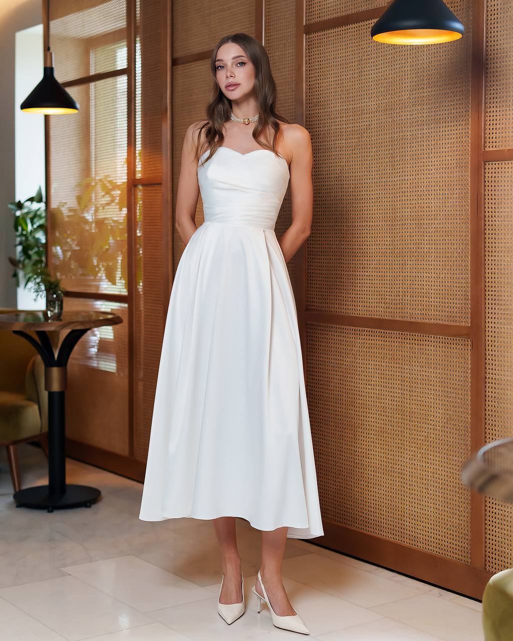 Elegant Strapless Premium Dense Satin Dress for Women