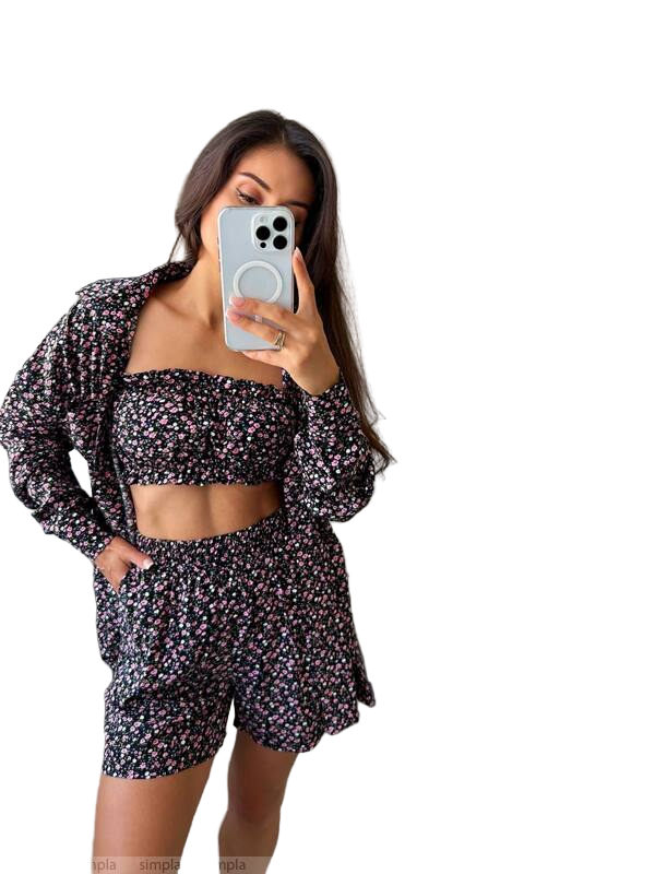 Lightweight Staple Three-Piece Floral Suit for Women