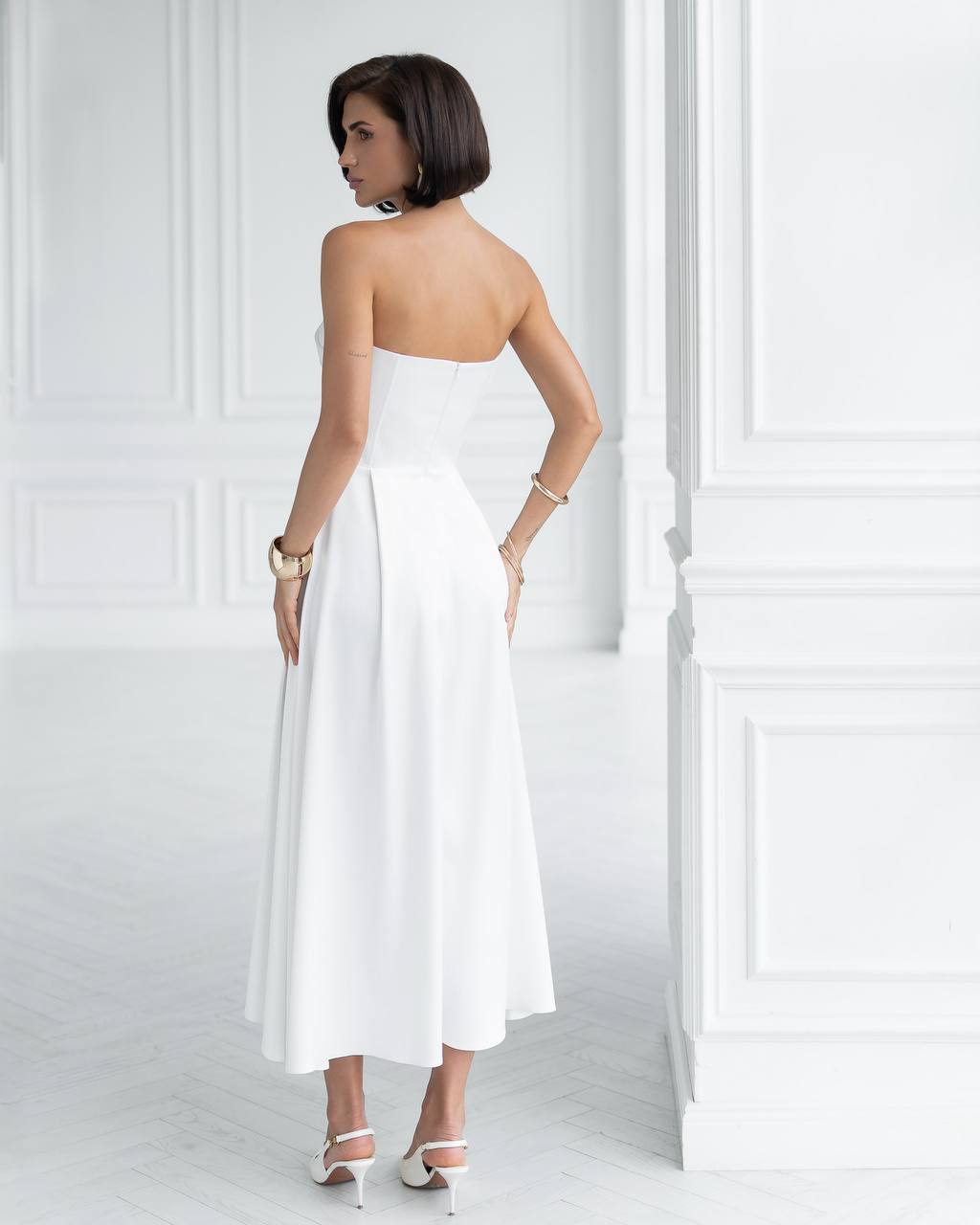 Elegant Strapless Premium Dense Satin Dress for Women