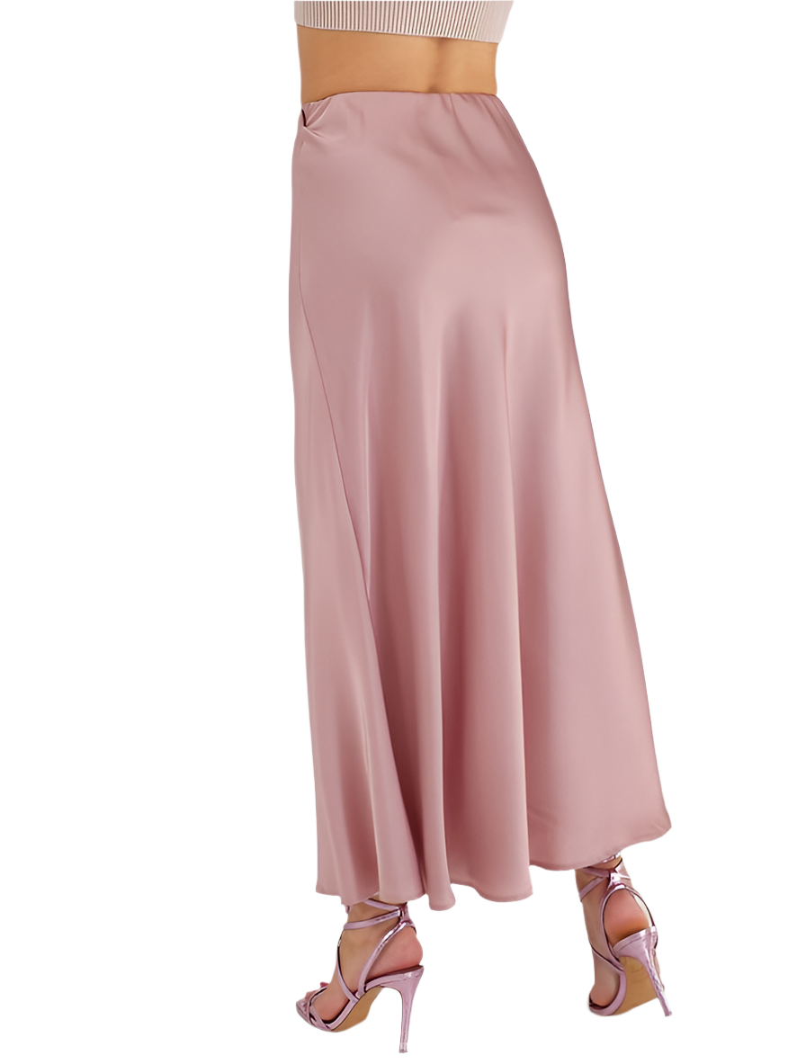 Stylish Silk Long Skirt for Women in Soft Pink