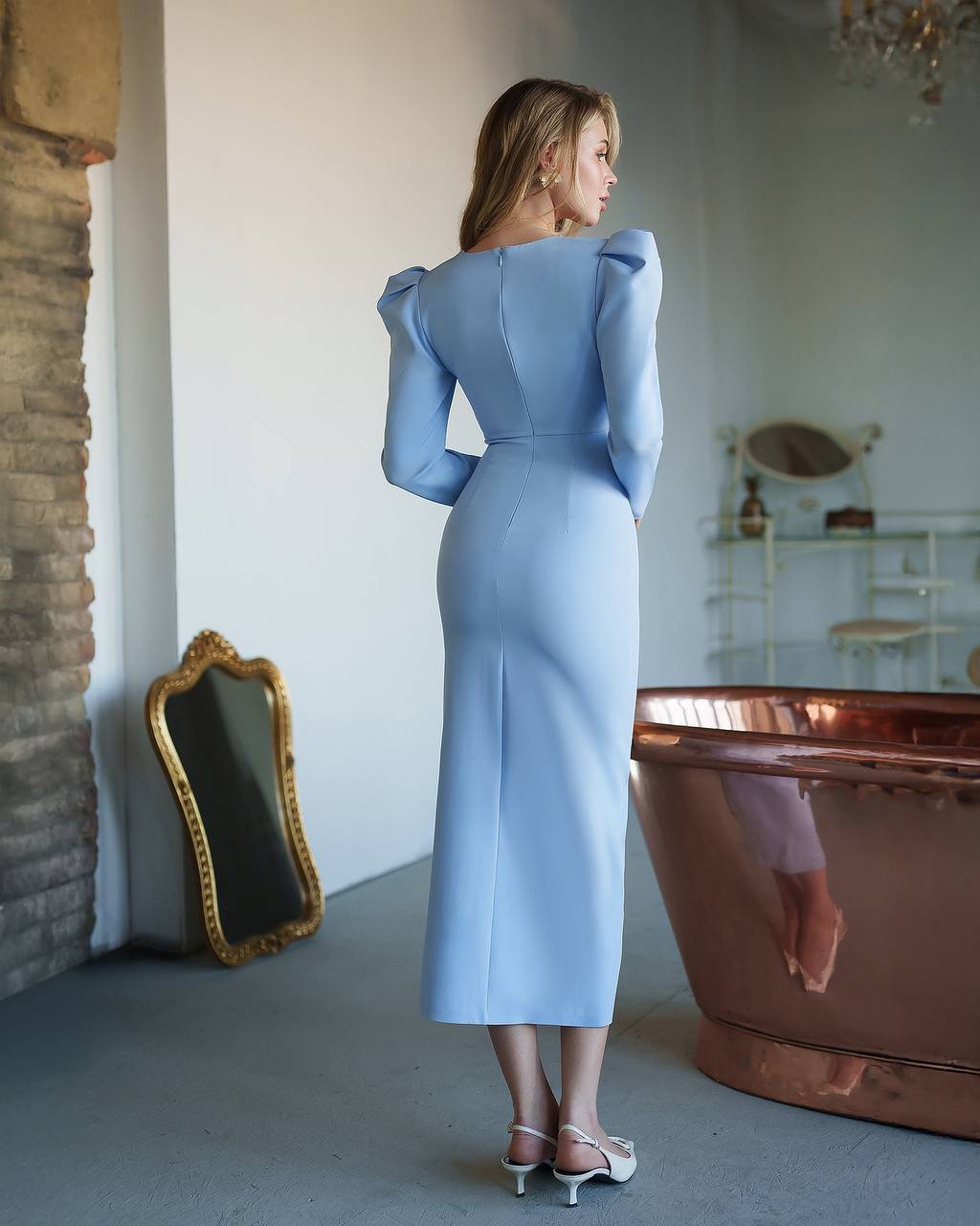 Elegant Midi Dress for Women in Premium Crepe Fabric