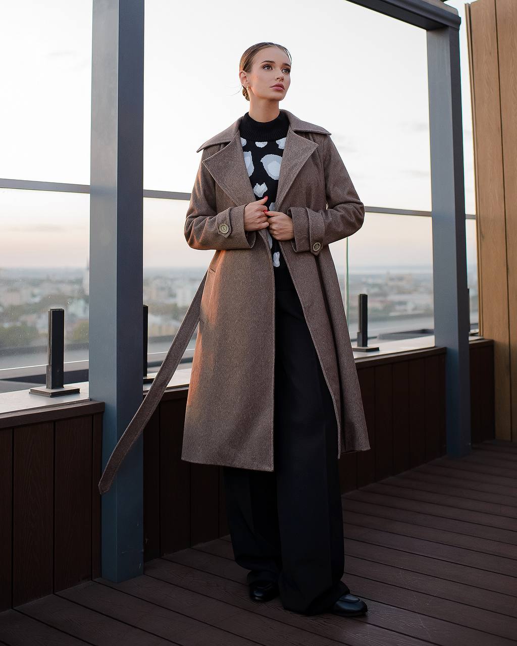Elegant Wool Coat with Long Length and Belted Waist for Stylish Fall Wardrobe