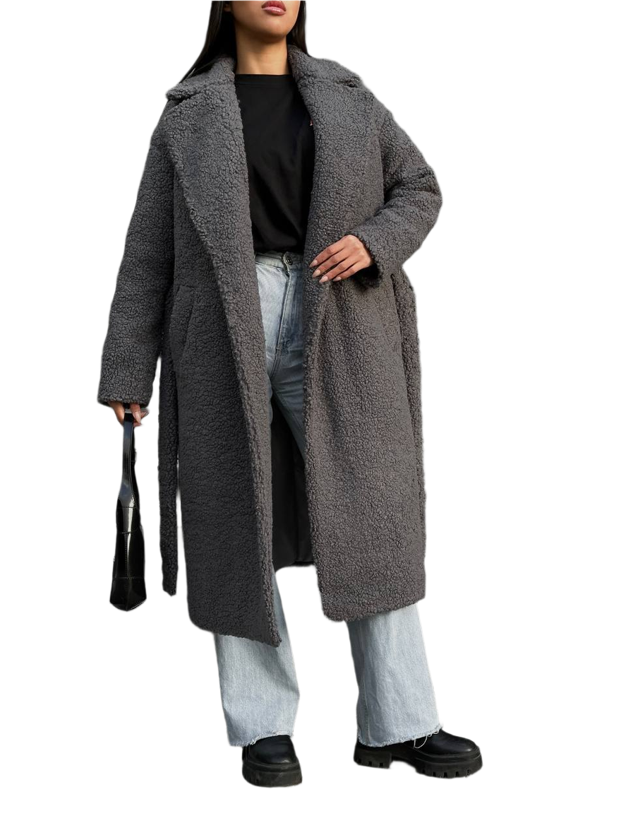 Winter Faux Fur Coat Stefa Women Comfortable Warm Outerwear with Belt
