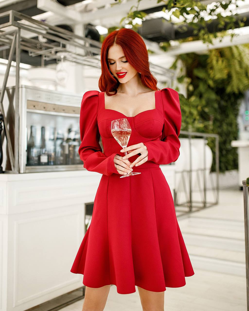 Elegant Burgundy Diagonal Suiting Crepe Dress for Women