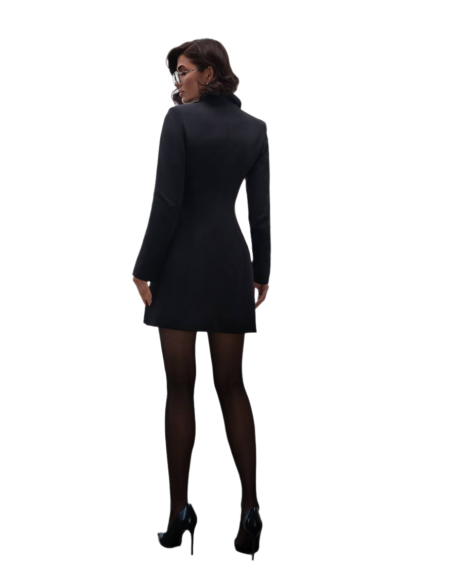 Premium Diagonal Crepe Blazer Dress with Dense Lining