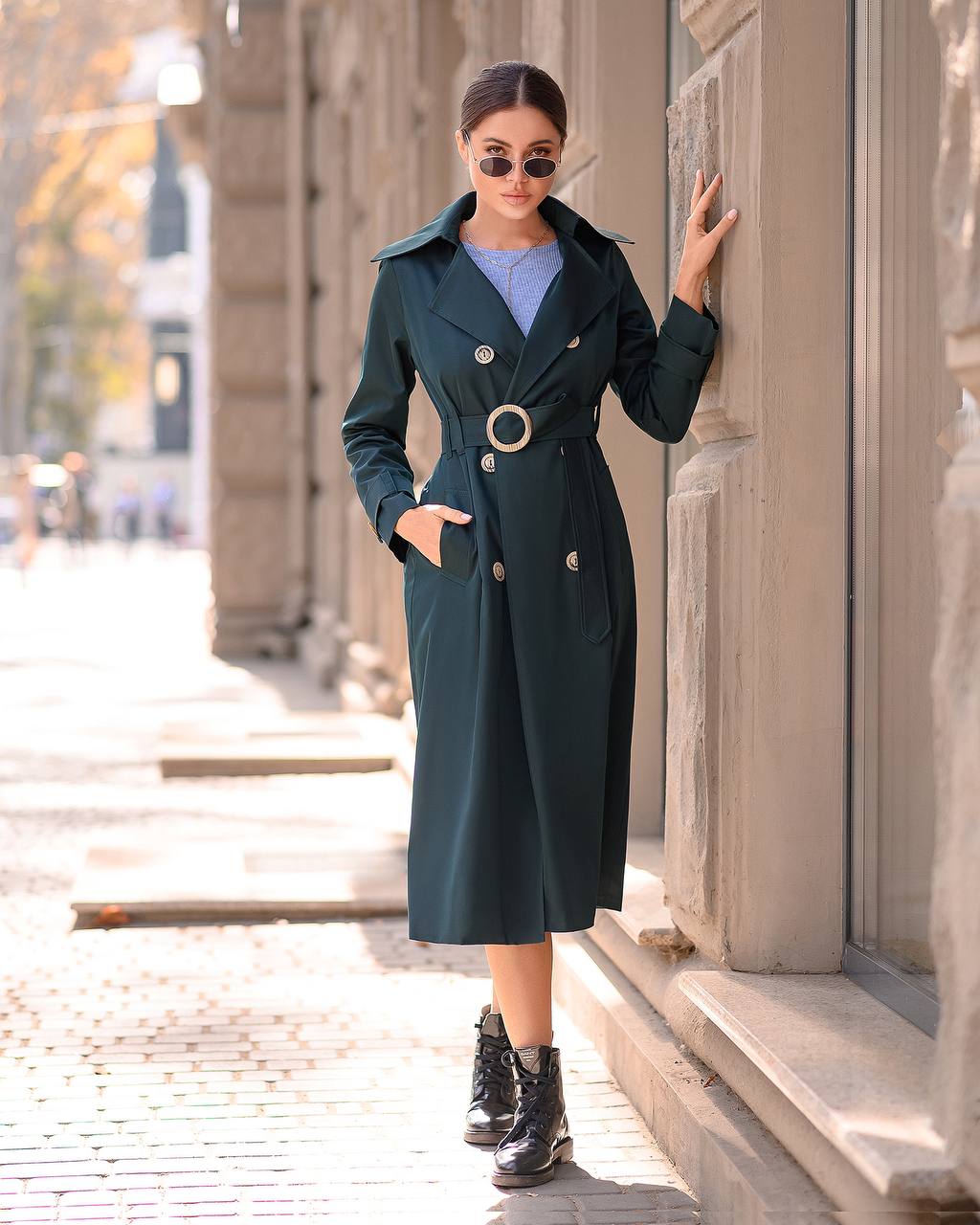 Stylish Cotton Trench Coat for Women with Pockets and Belt Slim Fit Outerwear
