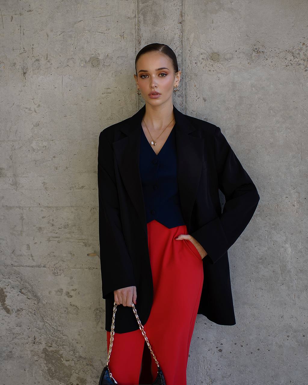 Oversize Black Blazer for Women Premium Suiting Crepe