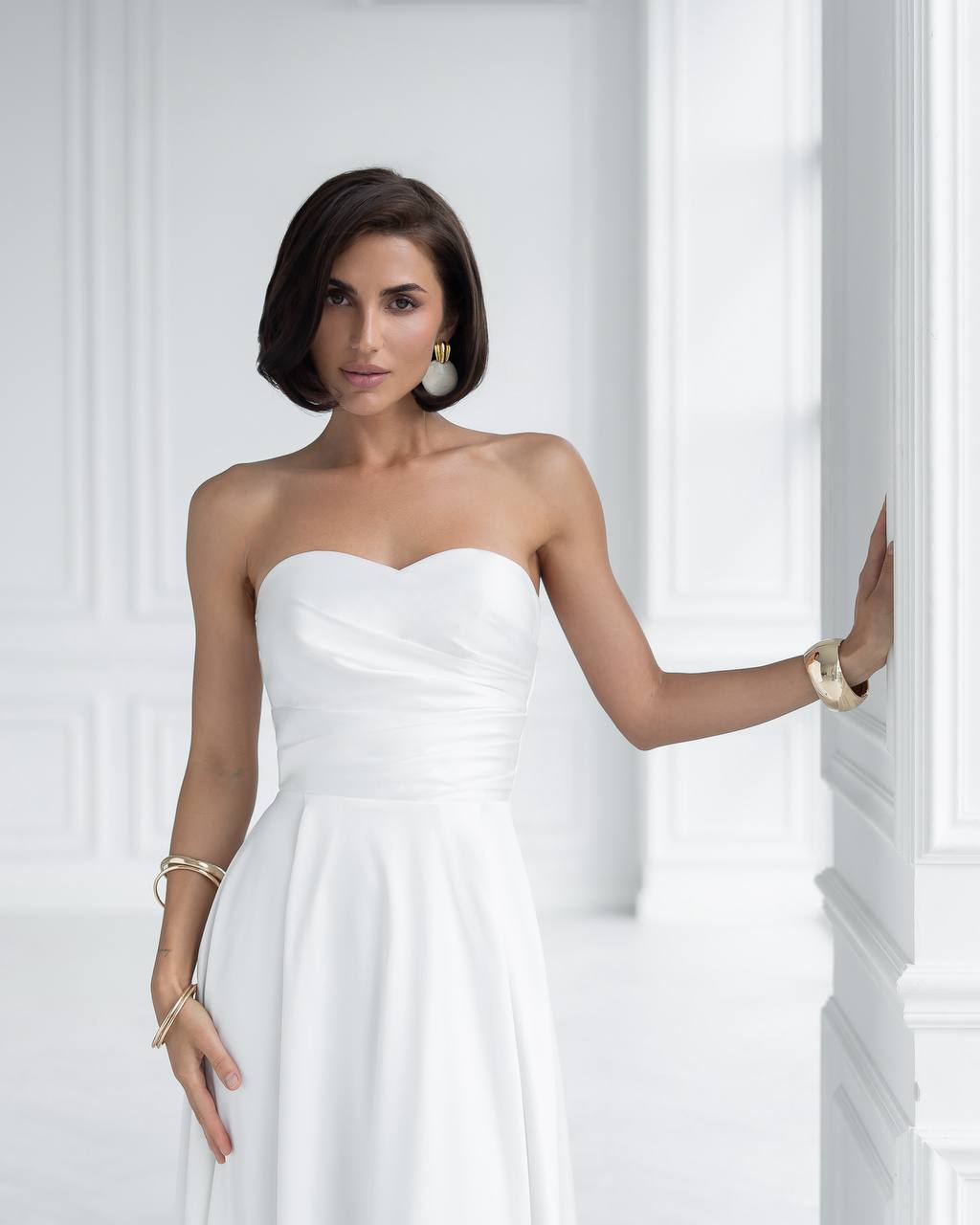 Elegant Strapless Premium Dense Satin Dress for Women