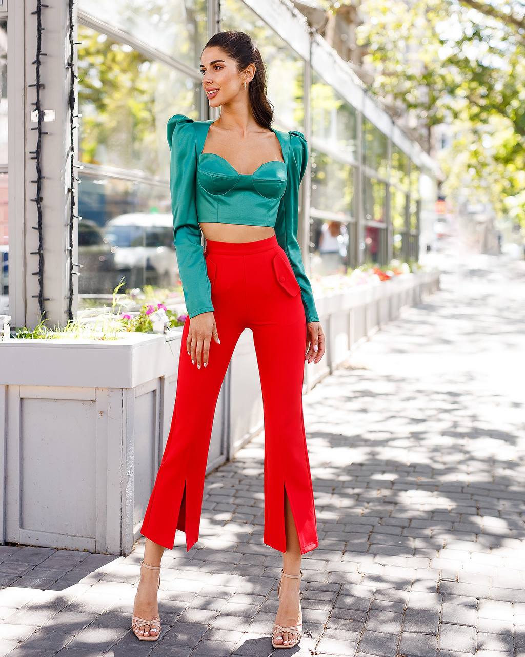 Premium Diagonal Suiting Crepe Culotte Trousers for Women
