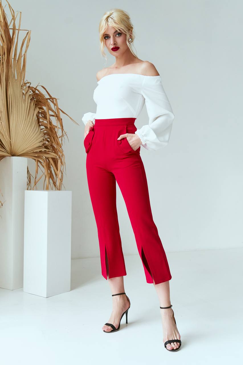 Premium Diagonal Suiting Crepe Culotte Trousers for Women