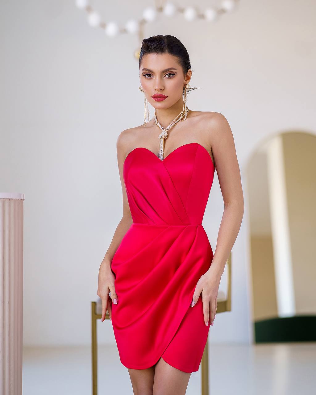 Royal Satin Strapless Mini Dress for Women in Multiple Colors