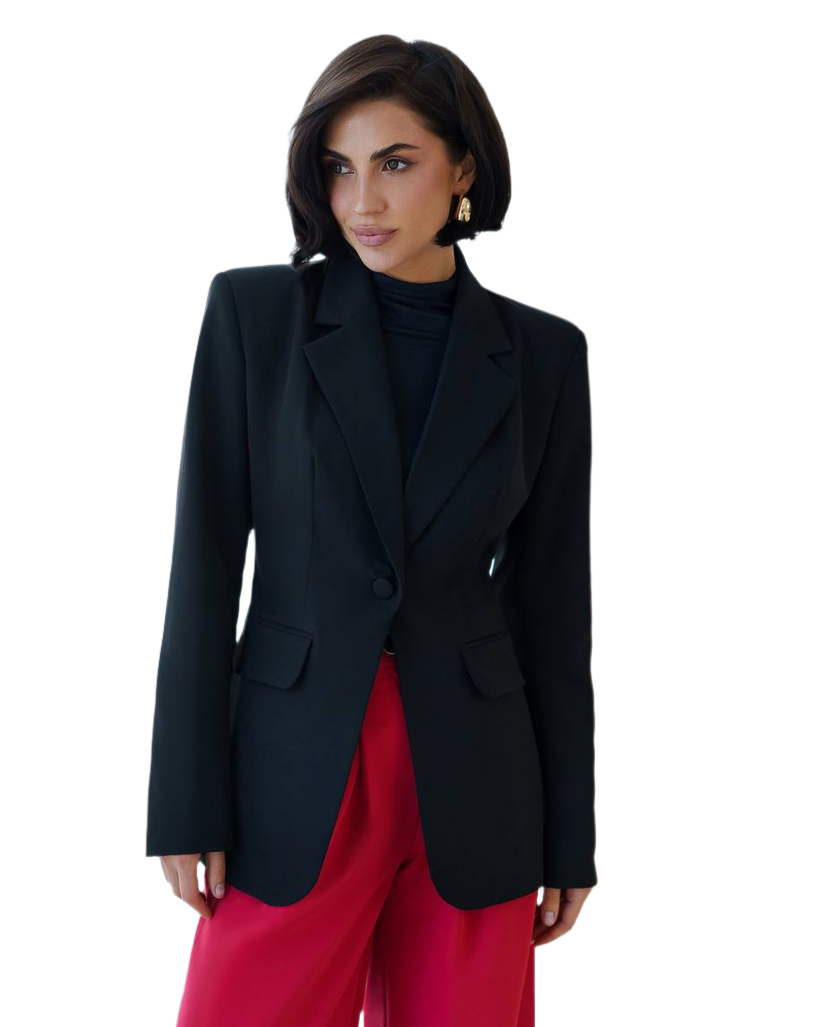 Womens Classic Single Button Blazer Premium Suit Crepe