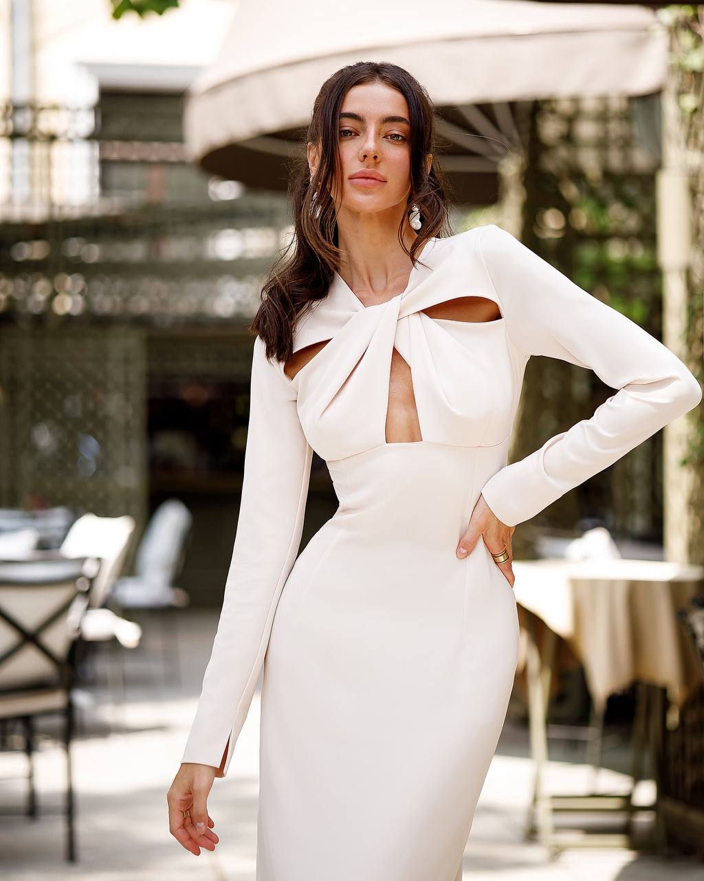 Elegant Midi Dress for Women in Premium Twill-Silk Fabric
