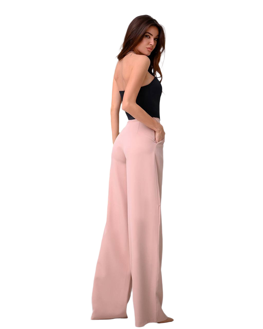 Wide Leg Trousers for Women in Suiting Diagonal Crepe Fabric