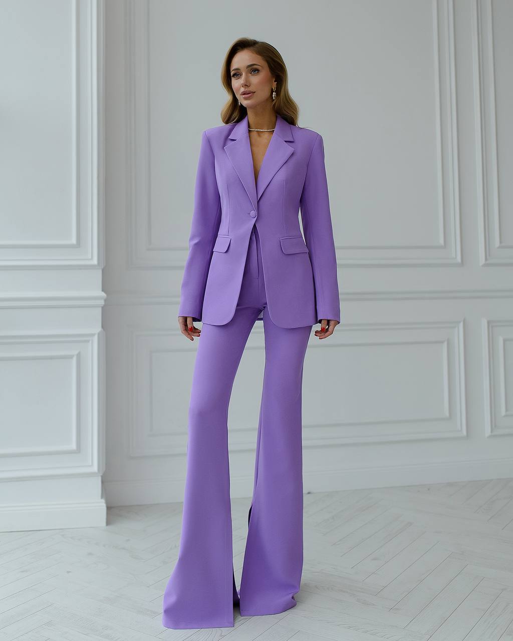 Premium Diagonal Suit Crepe Women Blazer and Trousers Set