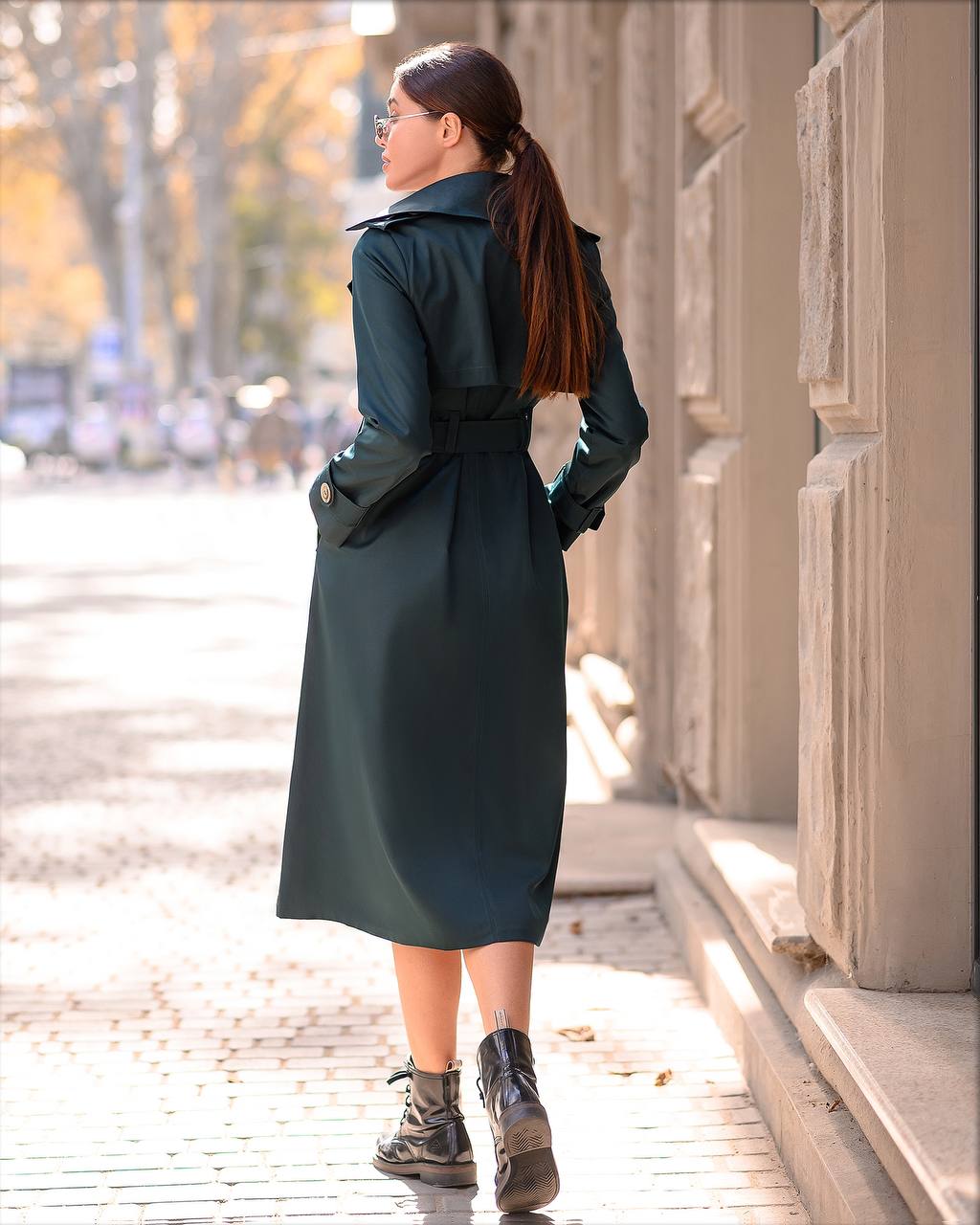 Stylish Cotton Trench Coat for Women with Pockets and Belt Slim Fit Outerwear