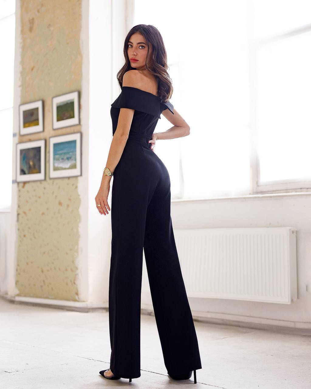 Off-Shoulder Elegant Black Jumpsuit for Women