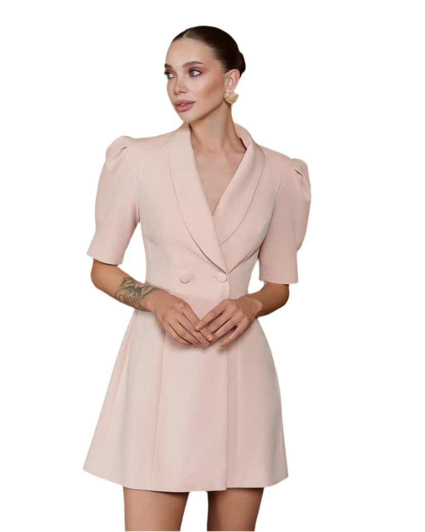 Elegant Short Dress for Women in Premium Diagonal Crepe