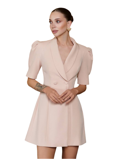 Elegant Short Dress for Women in Premium Diagonal Crepe