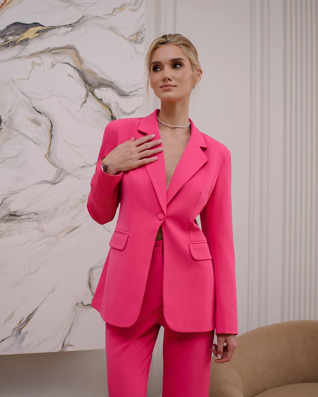 Premium Women's Diagonal Suit Crepe in Raspberry Color