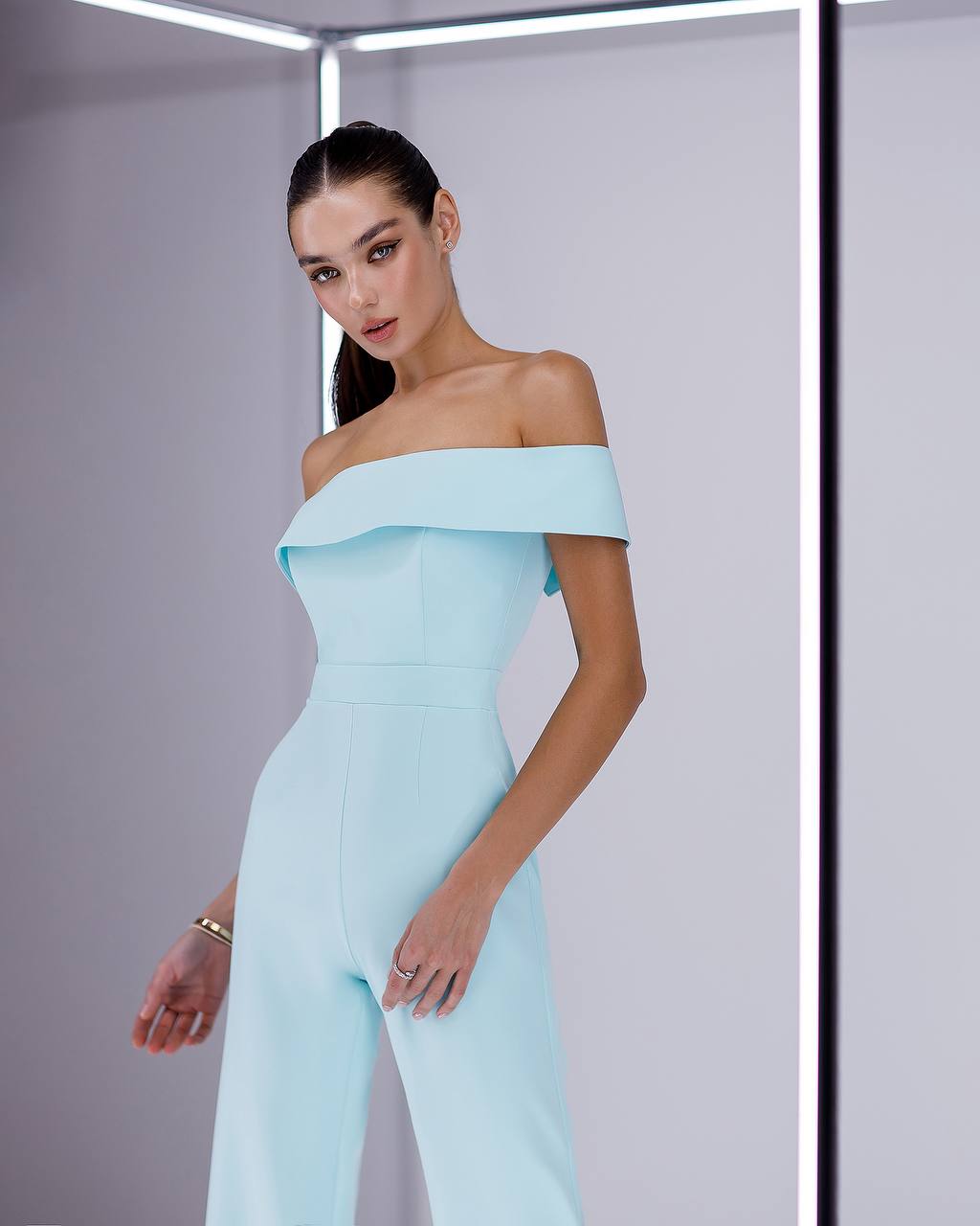 Elegant Light Blue Off Shoulder Jumpsuit for Women
