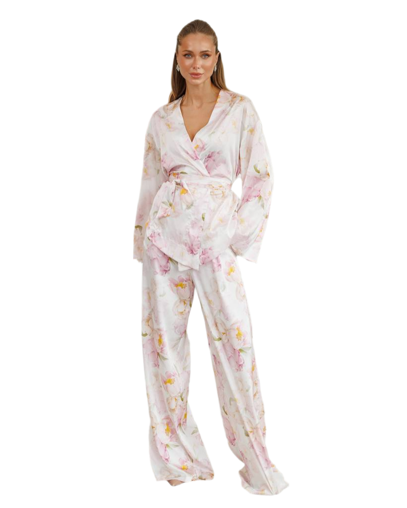 Premium Silk and Linen Boho Suit for Women Floral Print