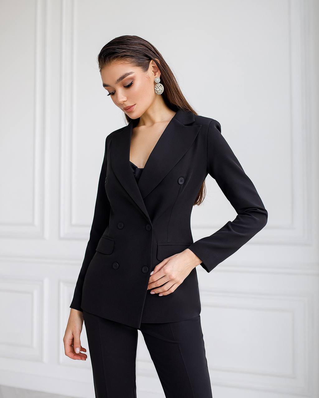 Womens Black Suit with Lined Blazer and Trousers