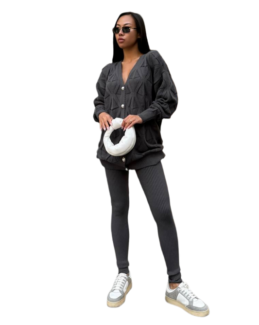 Womens Santa Leggings Cozy Knit Ribbed Pants