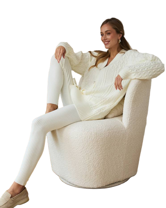 Womens White Santa Leggings Soft Warm Knit