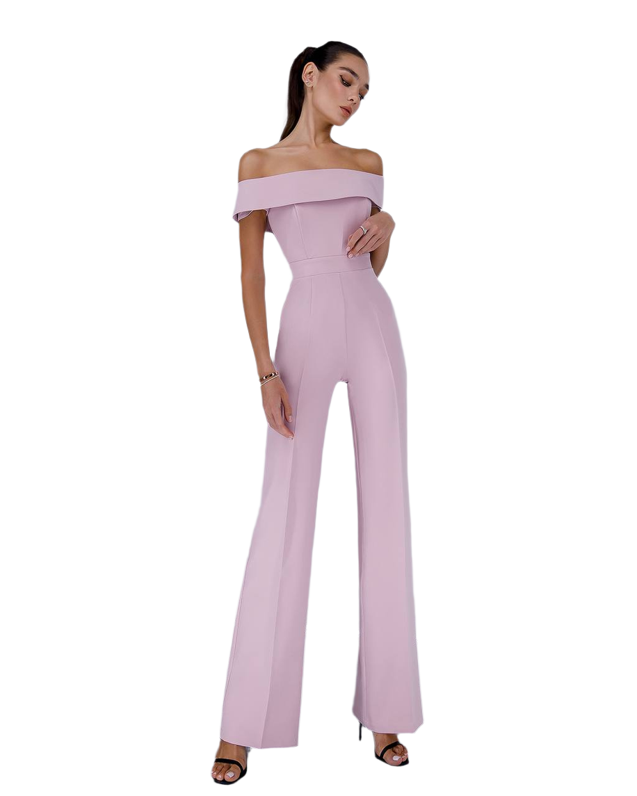 Elegant Off Shoulder Women's Jumpsuit in Soft Pink