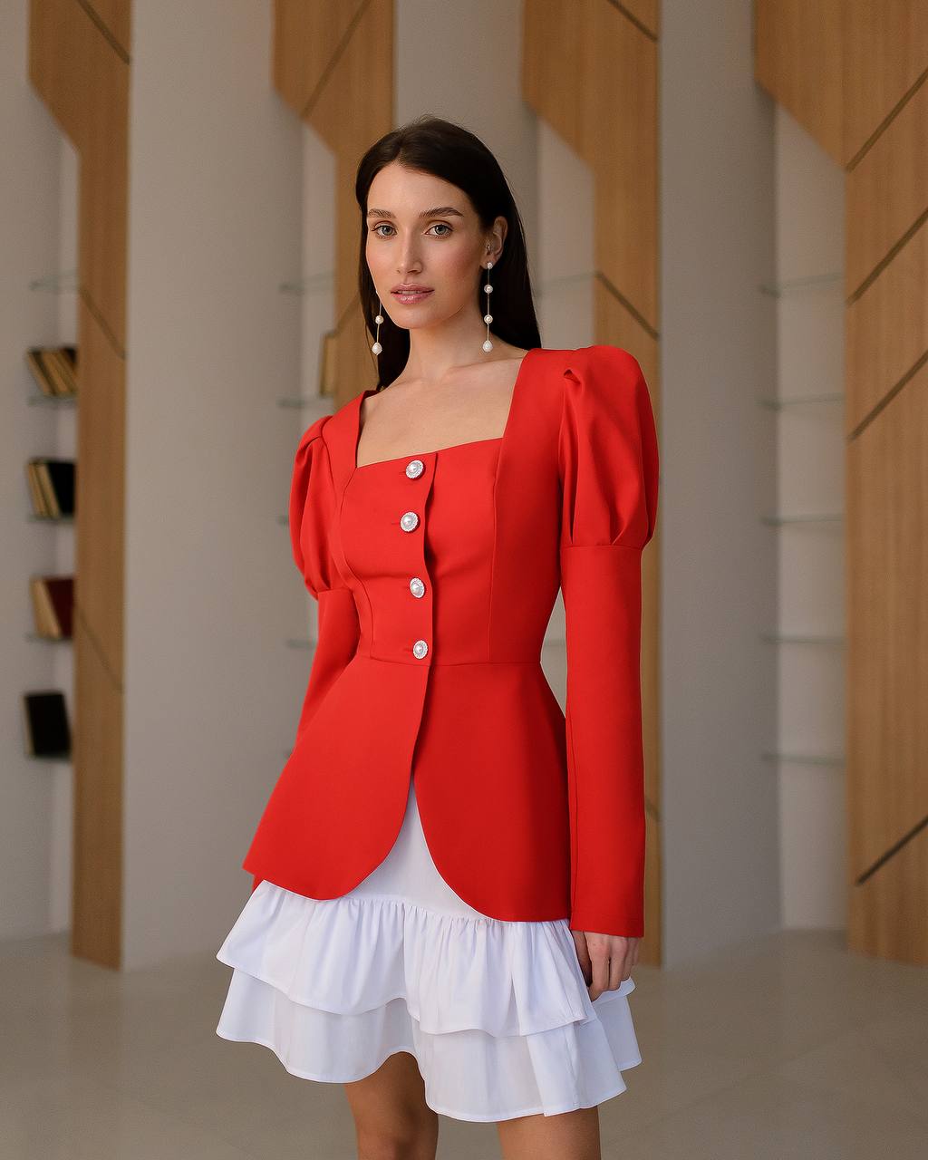 Women's Blouse-Jacket Without Lining in Premium Crepe Fabric