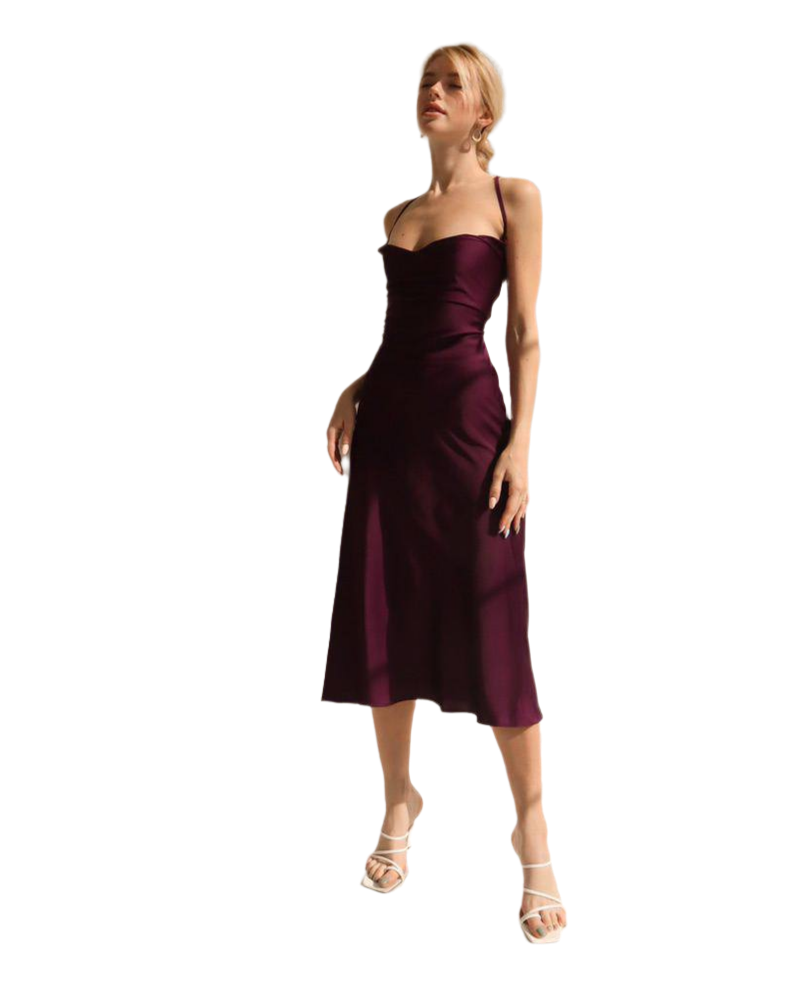 Elegant Silk Combination Dress for Women with Crisscross Back