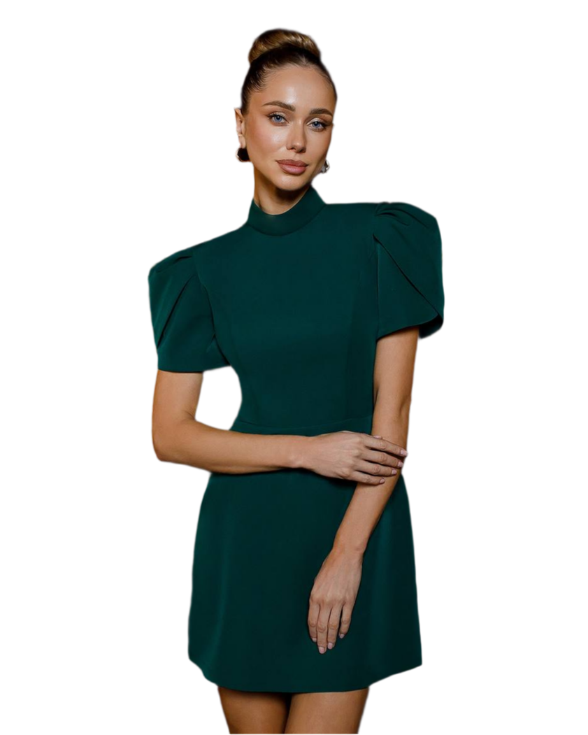 Elegant Mini Dress Women Premium Crepe Diagonal Fabric