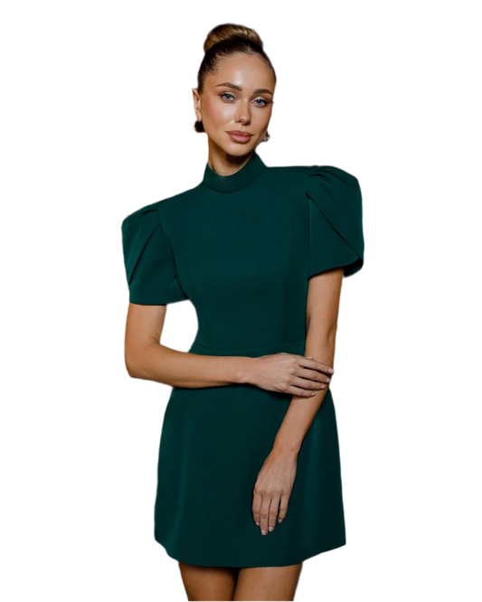 Elegant Mini Dress Women Premium Crepe Diagonal Fabric