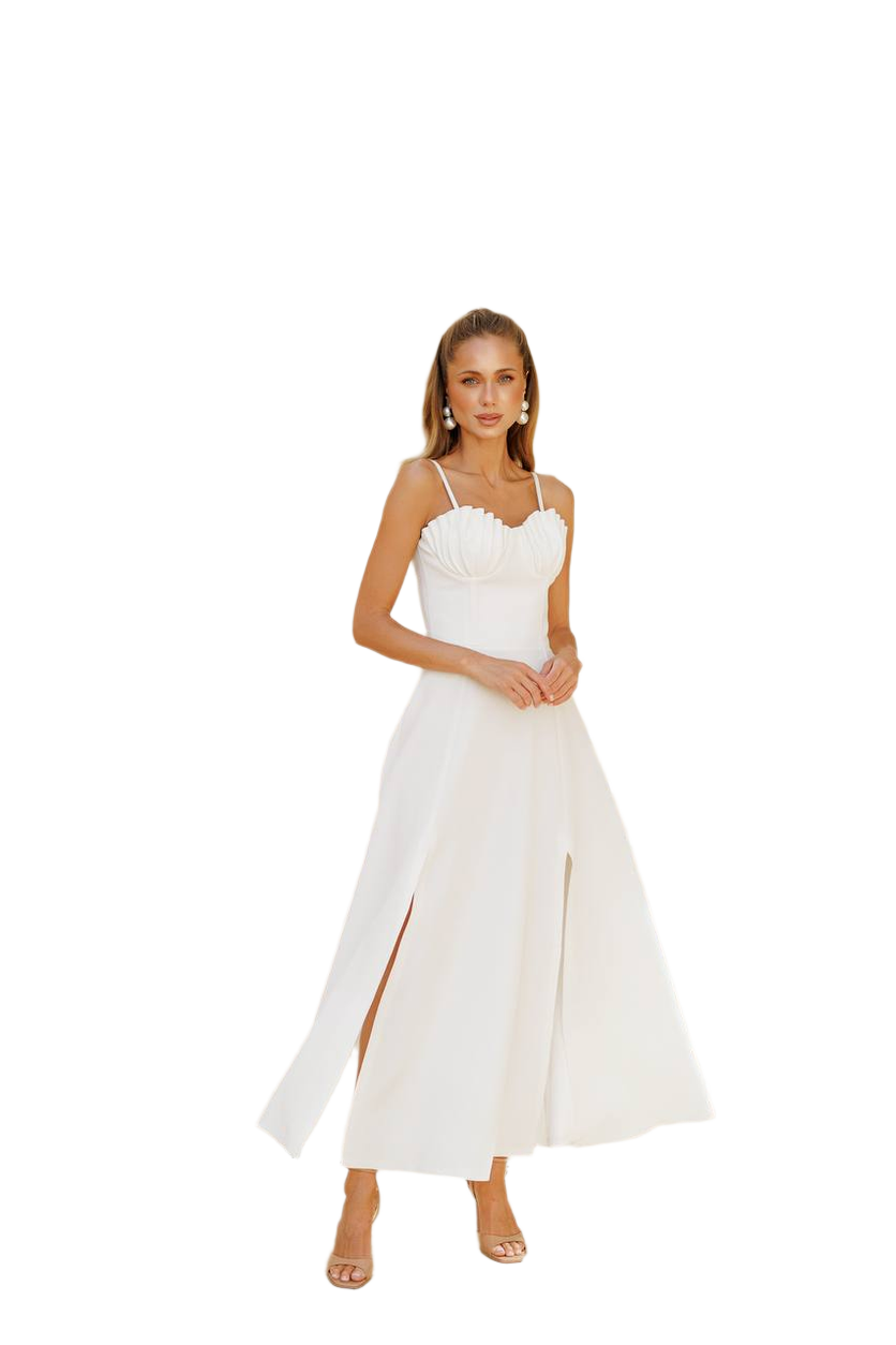 Elegant Women's Diagonal Crepe Dress with Slits