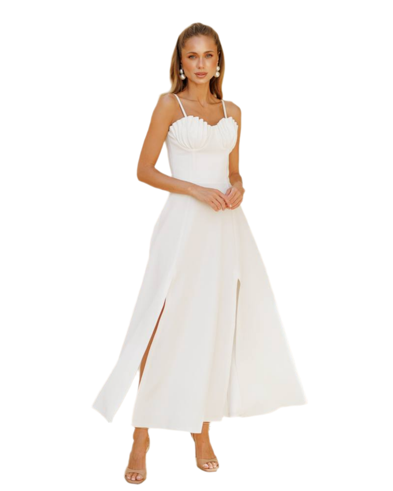 Elegant Women's Diagonal Crepe Dress with Slits