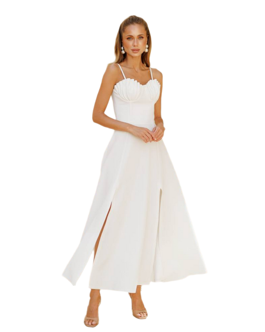 Elegant Women's Diagonal Crepe Dress with Slits