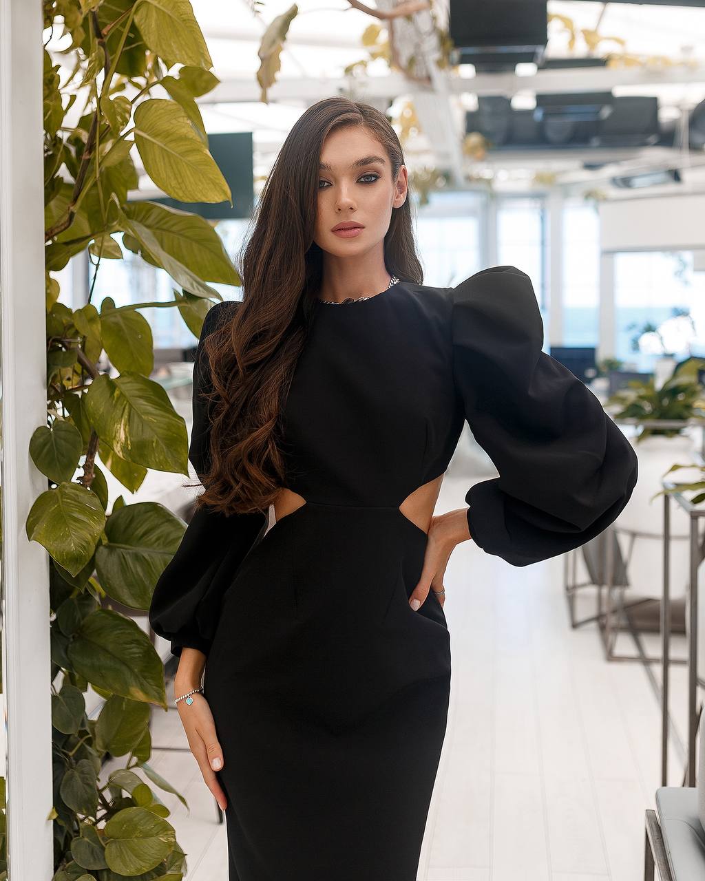 Elegant Women's Midi Dress Premium Suit Diagonal Fabric