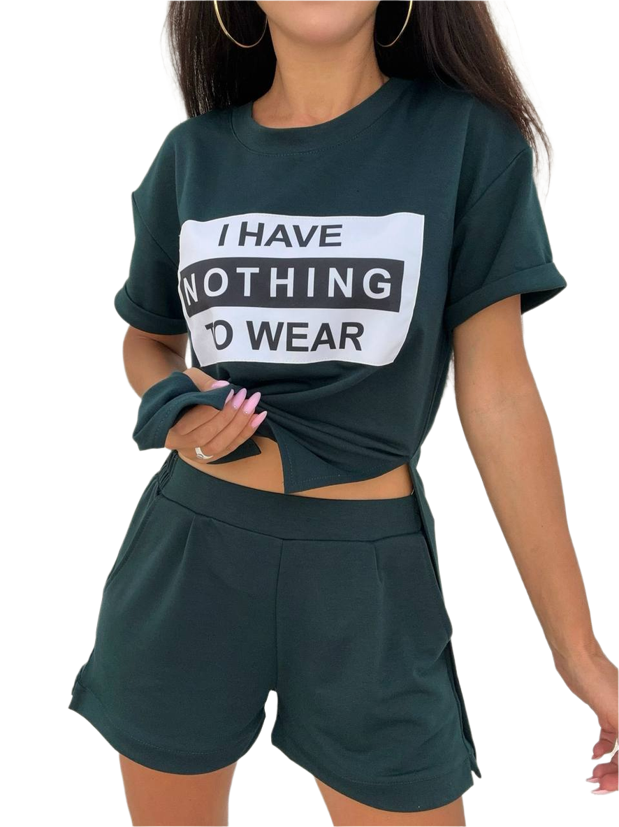 Eddi Womens Two-Piece T-Shirt and Shorts Set with Pockets