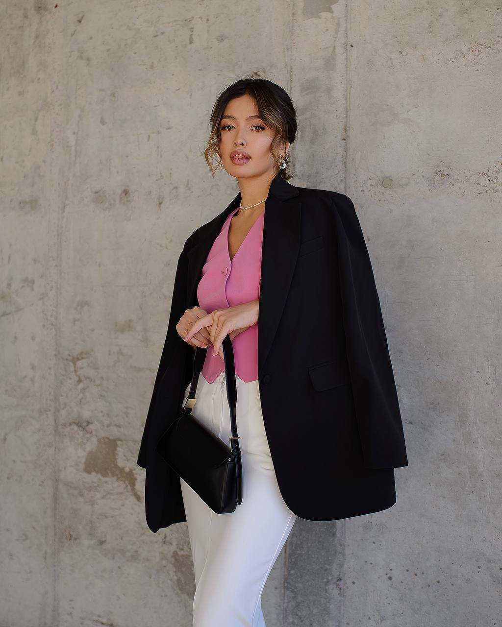Oversize Black Blazer for Women Premium Suiting Crepe