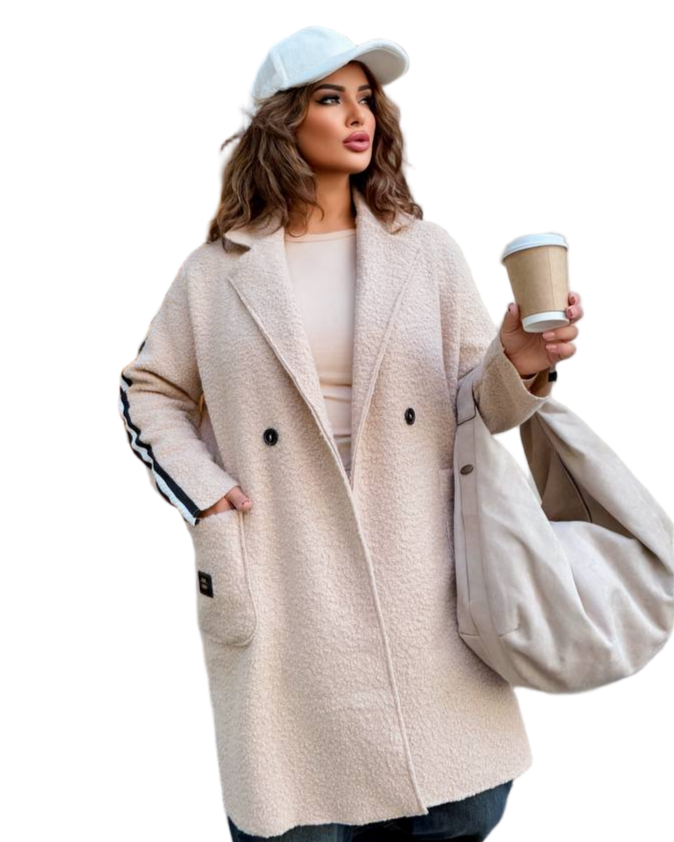 Beige Barashek Coat Womens Unlined Autumn Oversized Coat