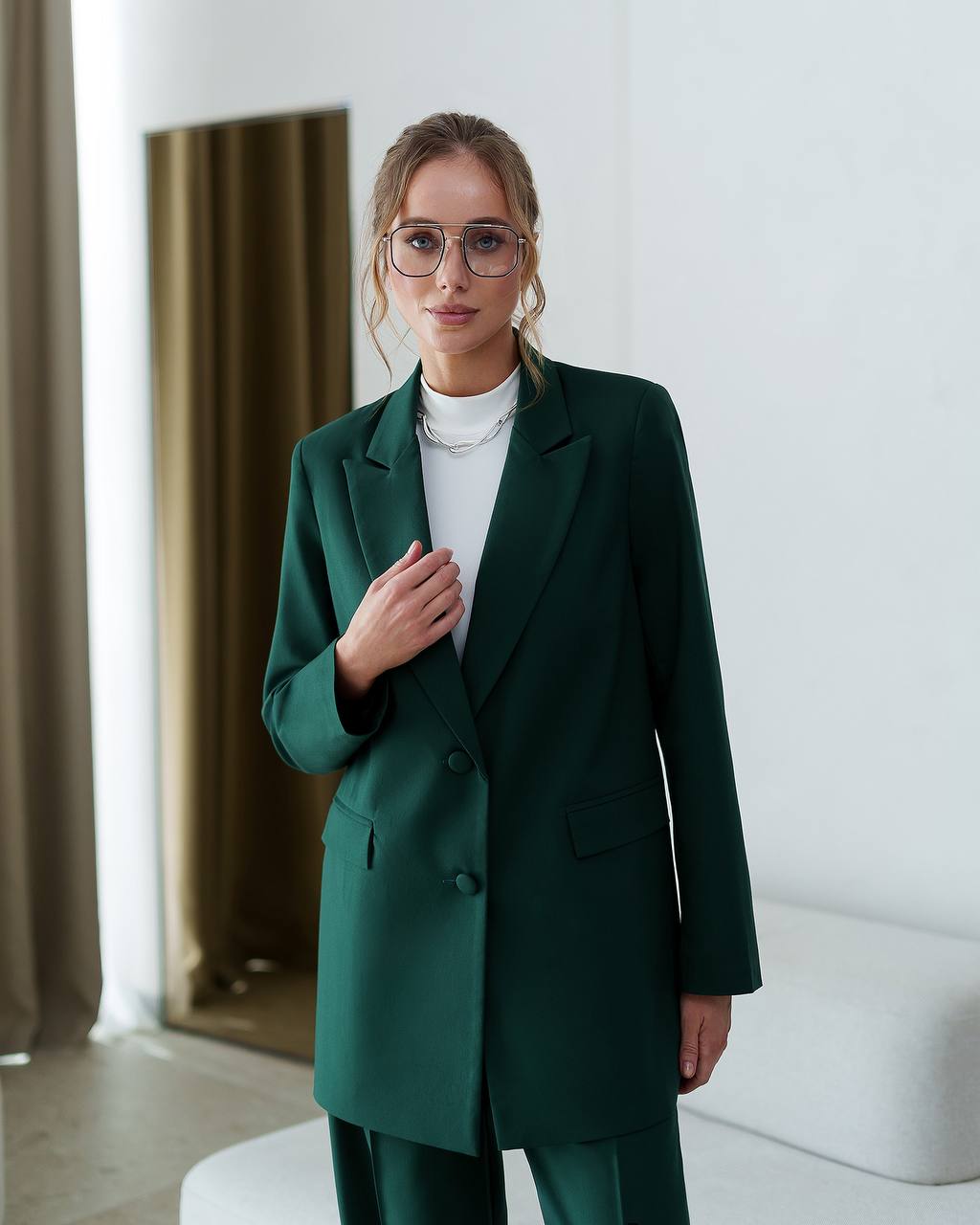 Womens Polished Tiar and Lux Fabric Suit in Green