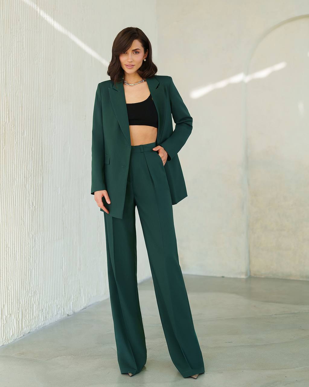 Womens Polished Tiar and Lux Fabric Suit in Green