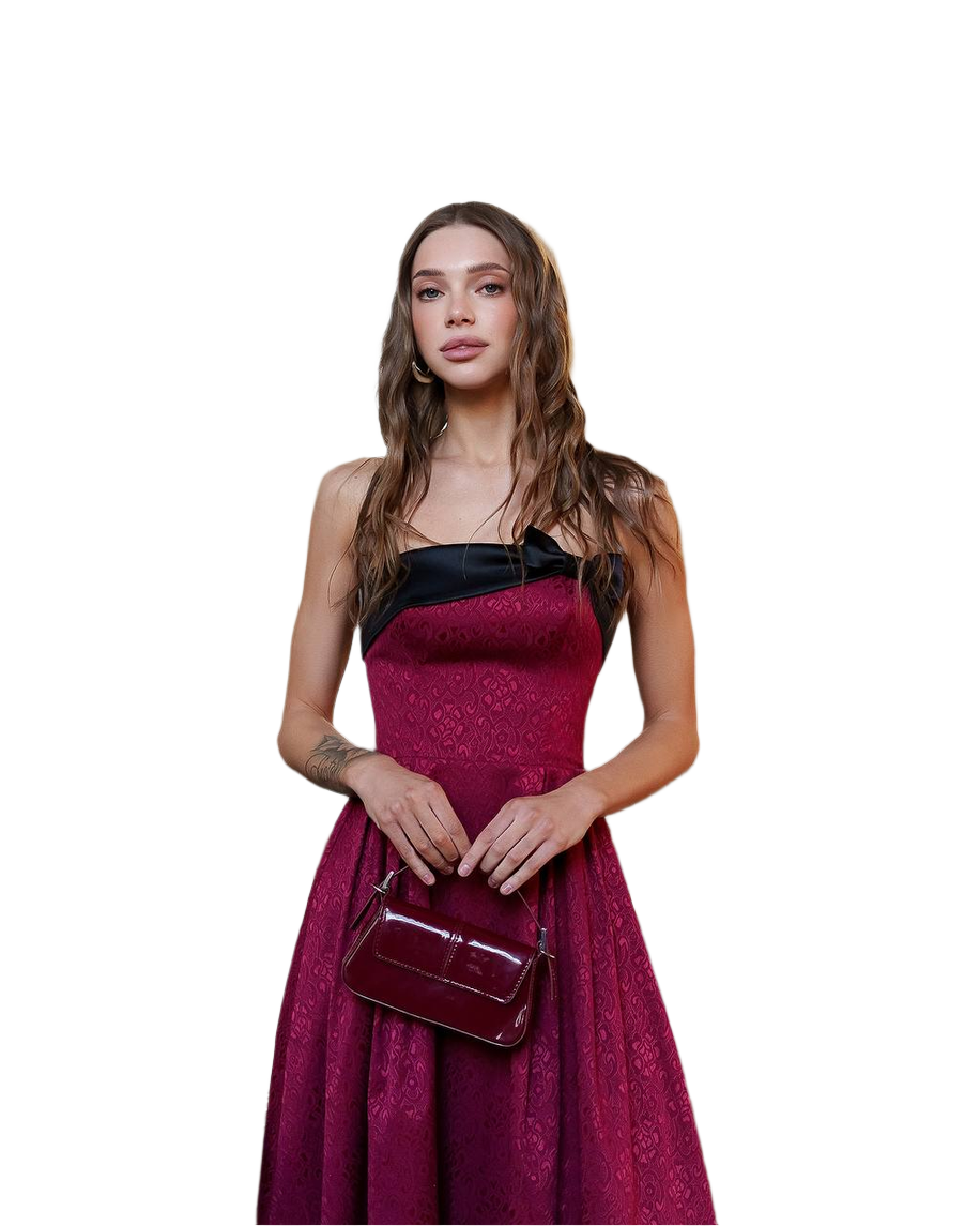 Elegant Women's Corset Midi Dress with Bow Detail