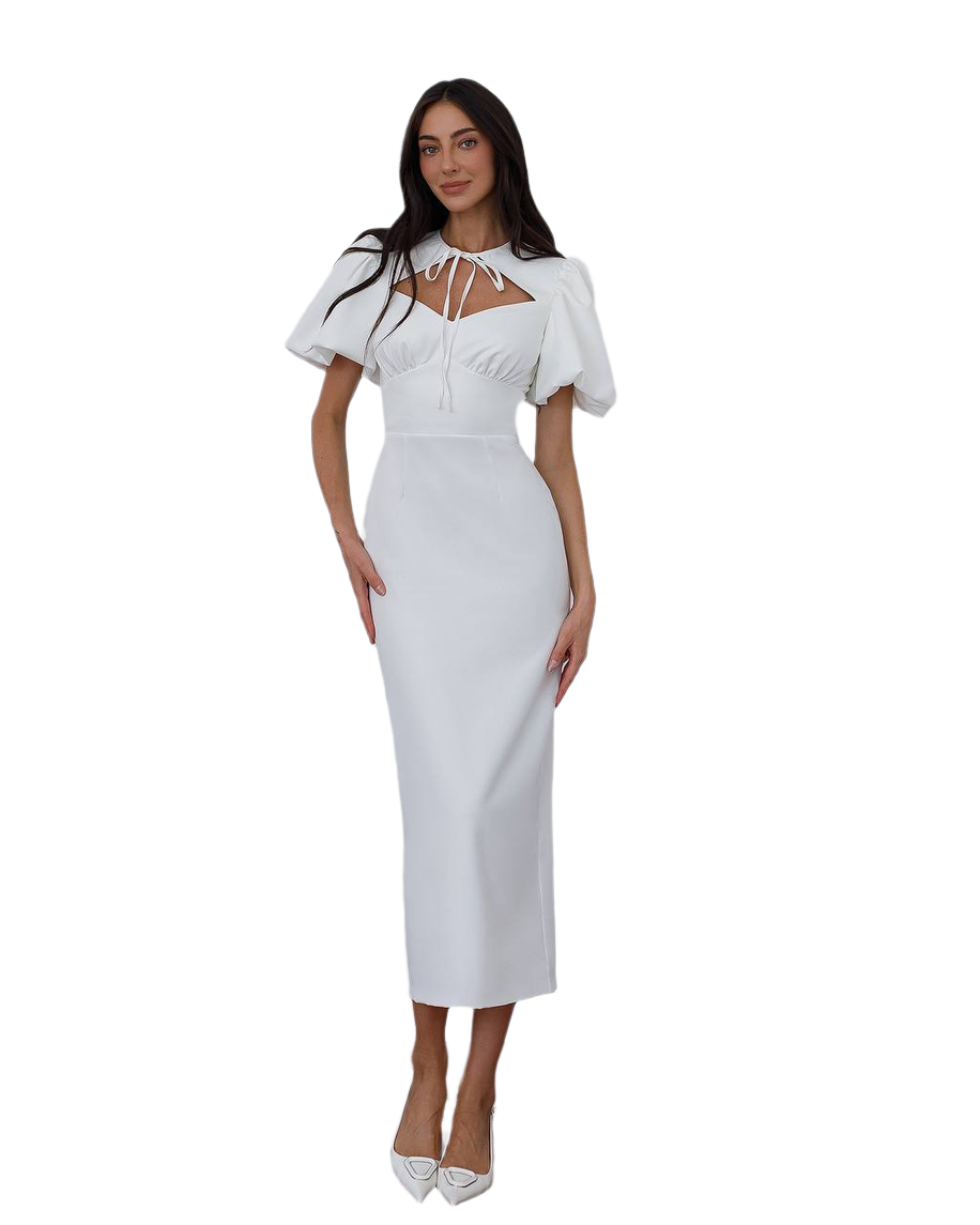 Elegant Midi Dress for Women in Premium Suiting Crepe