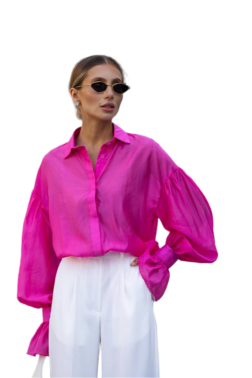 Loose Fit Pink Women's Shirt Casual Style