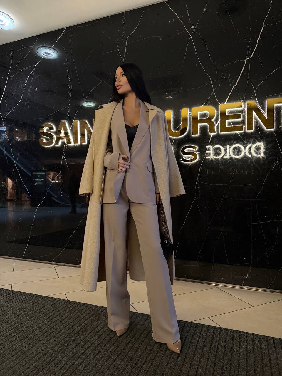 Womens Double Suit Premium Diagonal Suiting Crepe Blazer and Pants