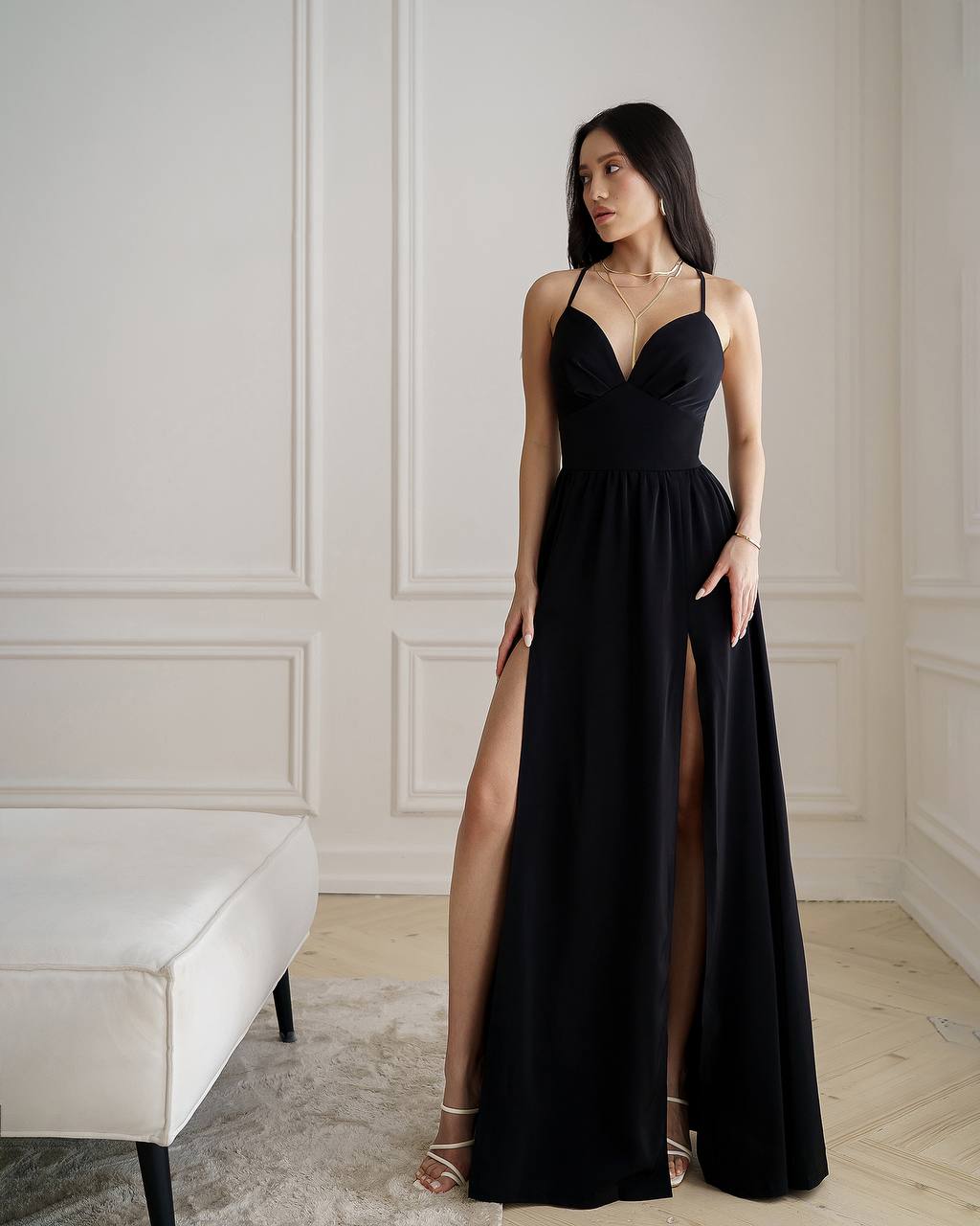 Elegant Crepe Silk Evening Dress for Women