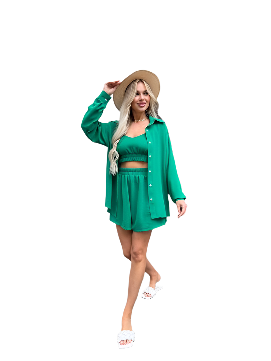 Green Three-Piece Summer Suit for Women