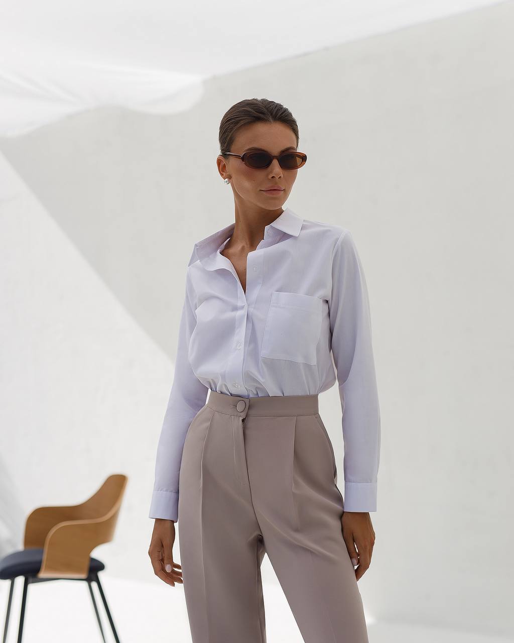 Stylish Women's Shirt in White Long Sleeve